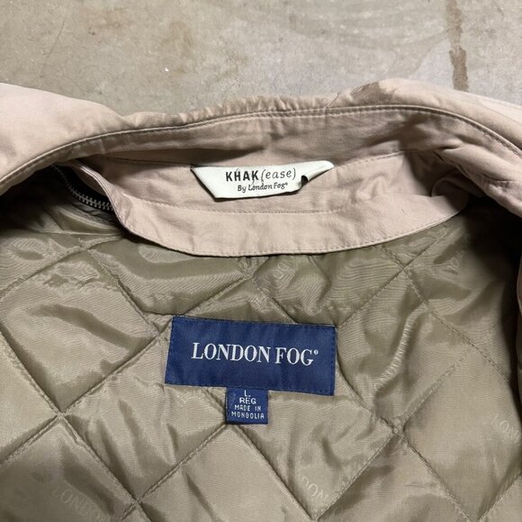 London Fog Khak(ease) Mens Beige Jacket bomber insulated vest chore field coat L - Picture 4 of 13